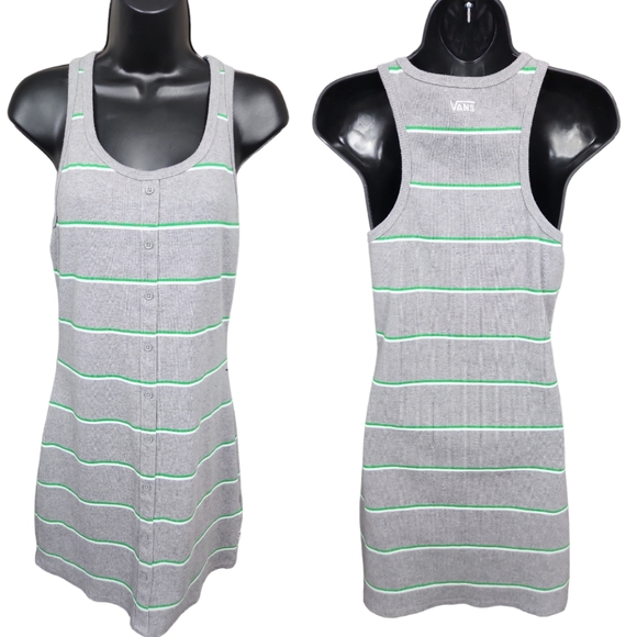 Vans Striped Ribbed Button-Front Tank Dress - Picture 3 of 8